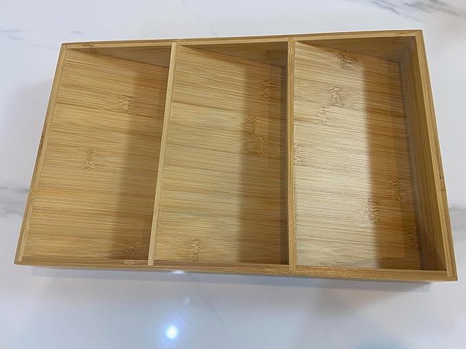Spice Drawer Organizer for Cabinet, 3 Tier Bamboo Spice Rack Tray for Drawer, Kitchen Seasoning Organizer for Countertop Cupboard Pantry
