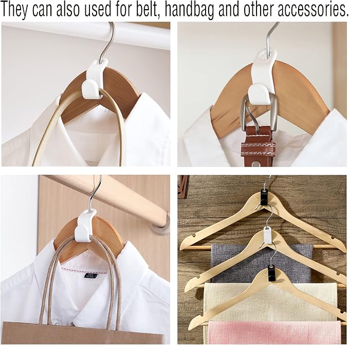 60 Pcs Clothes Hanger Connector Hooks,Plastic Cascading Hanger Hooks Extender Clips,Wardrobe Clothing Hangers Connection Hooks for Organizer Closet Cabinet Space Savers Hangers, White