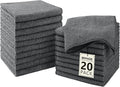 Washcloths - 20 Pack - Face Towels (12" x 12"), Highly Soft Wash Cloths and Hand Towels, Fast Drying Multi-Purpose Microfiber Cleansing Cloths for Bathroom, Hotel, Spa, and Salon - Grey