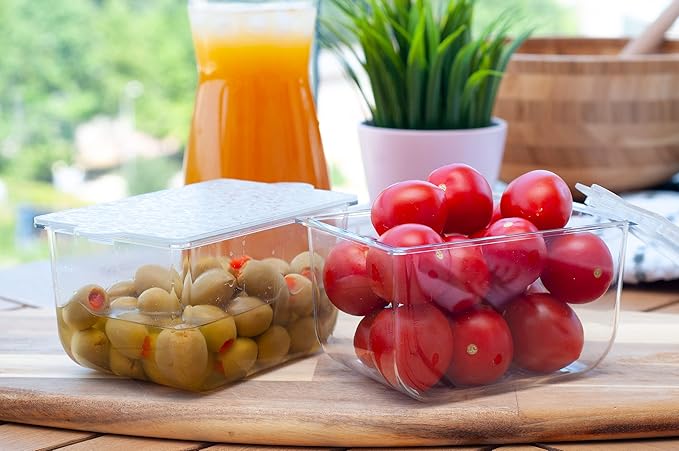 Pikanty Condiment Storage Containers | Set of 2 Small Organizers with Lids for Refrigerator | Dishwasher Safe | Made in USA