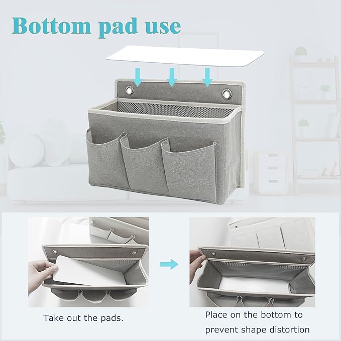 Someteth 2-Pack Wall Hanging Organizer Bag/Hanging Baskets with Large Mesh Compartment & 3 Pockets，Over the Door Organizer Space Saving Storage for Bedroom,RV Camper, Closet (Gray -2 Pack)