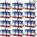 TAILI Extra Large Moving Bags, 12 Pack Clear Heavy Duty Totes for Storage with Visible Window, Wrap Around Handles, Storage Bags for Space Saving, Alternative to Moving Boxes