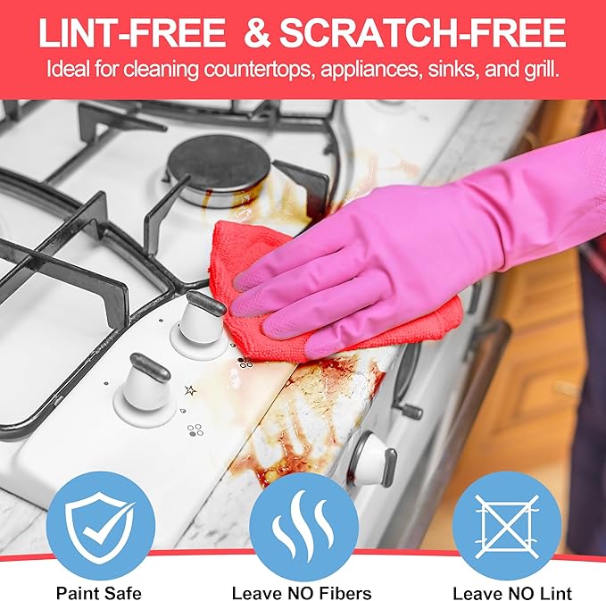 HOMERHYME Microfiber Cleaning Cloth, 150 Pack Cleaning Rags,12" X 11" Lint Free Dish Towels Wash Cloths, Reusable Microfiber Towels for Home and Kitchen Bathroom Apartment Cleaning Supplies, Assorted