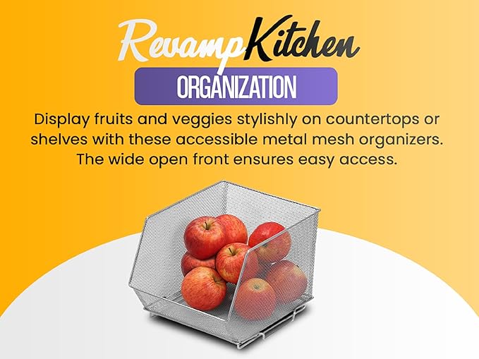 YBM HOME Kitchen Pantry Organizer Wire Basket for Shelves, Cabinets, Pantry, Countertop, Mesh Open Storage Bin Metal Basket for Organizing Food Supplies 12 x 7.8 x 5.8