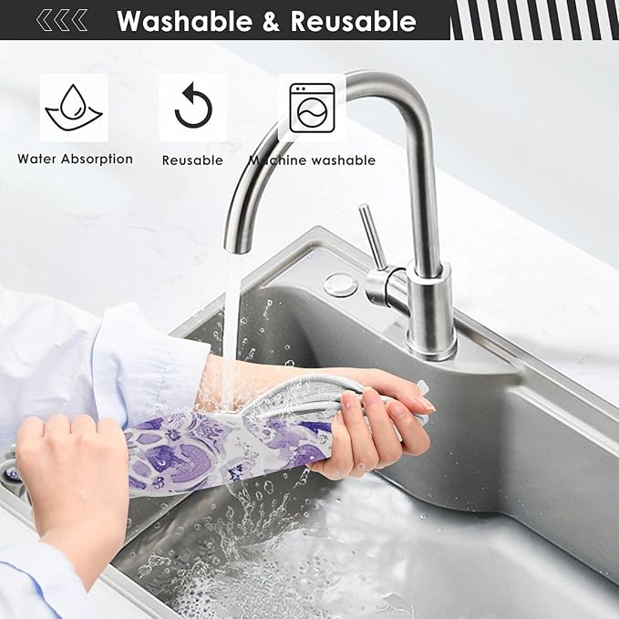 Sink Faucet Absorbing Mat Kitchen Sink Splash Guard Splash Faucet Drip Catcher for Bar RV Bathroom 2PCS 23.6x5.5in Lavender Flowers Teal Mandala Purple