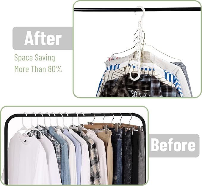 Mr. Pen- Space Saving Hangers for Clothes, 12 pcs, White, Plastic Multi Clothes Hangers Space Saving, 6 Slots, 360° Rotating Hooks