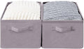 Storage Basket Bins with Metal Frame, Large Collapsible Fabric Storage Baskets for Organizing Shelf, Basket Organizer W/Handles for Blankets, Towels, Laundry, Shelves, 2-Pack, Gray