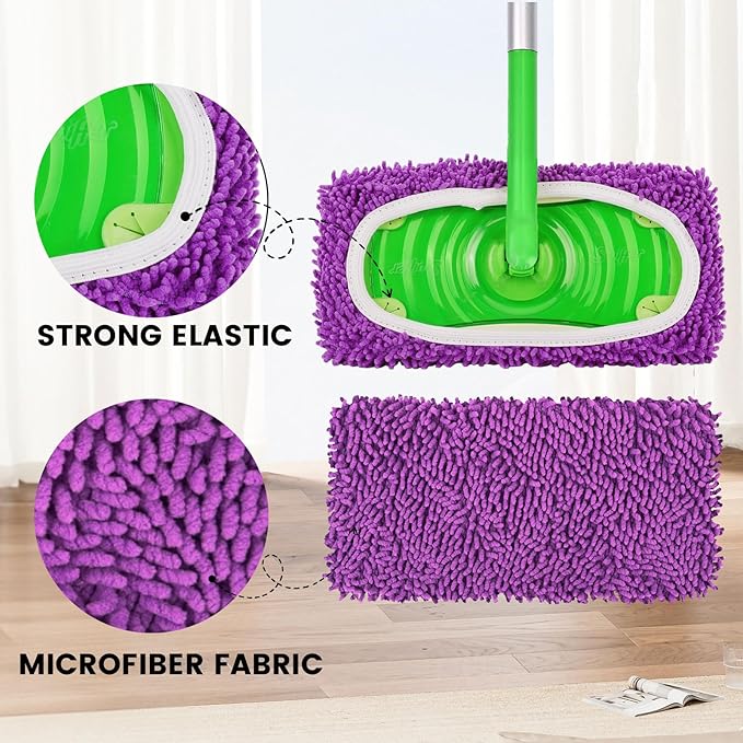 Reusable Microfiber Mop Pads (6 Pack Purple)