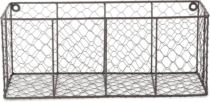 DII Chicken Wire Collection Farmhouse Vintage Wall Baskets, Medium Basket, Vintage Grey