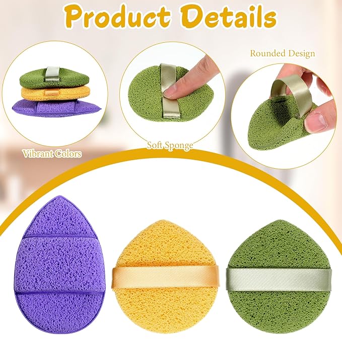 TIESOME 6Pcs Facial Sponges, 3 Colors Reusable Face Scrubber Pads for Washing Face Soft Face Sponges for Deep Pore Cleansing, Blackheads, Daily Facial Cleans, Makeup Remover