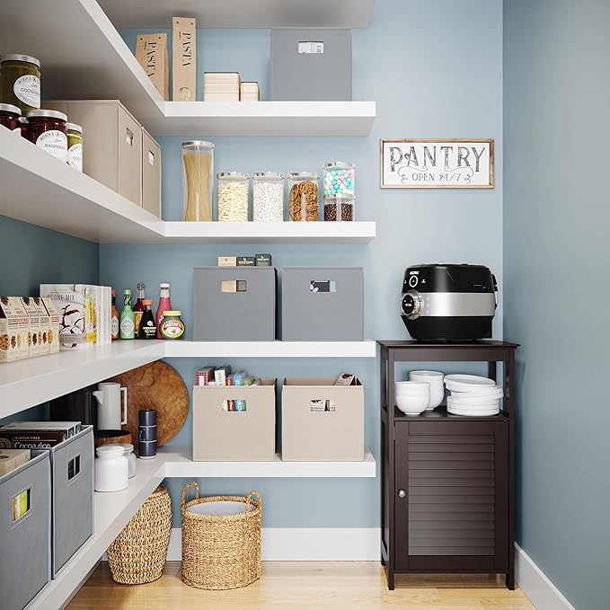 RiverRidge Folding Storage Bins with Handles Gray Cube Storage Organizer forCloset, Bedroom & Playroom - Closet Organizers and Storage Set of 2