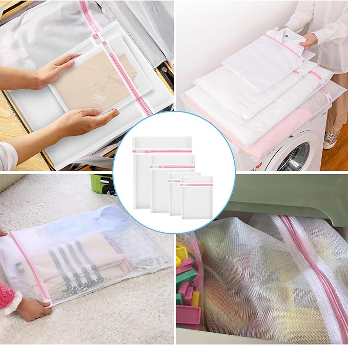 2PCS X-Large Heavy-Duty Mesh Laundry Bag: Ideal for Bulky Items - Wash & Store Down Jackets, Sheets, Sweaters | Multi-Purpose Lingerie Washing Bag for Delicates & Travel Storage,24X24’+20X24’