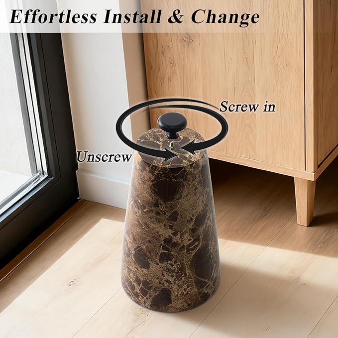 Marble Decorative Door Stoppers, Natural Marble Stone Doorstop with 2 Brass Handle. Heavy Duty Door Stop for Modern Home Decor. Anti-Slip Silicone Base Indoor Door Holder, Weighted Door Stop - Brown