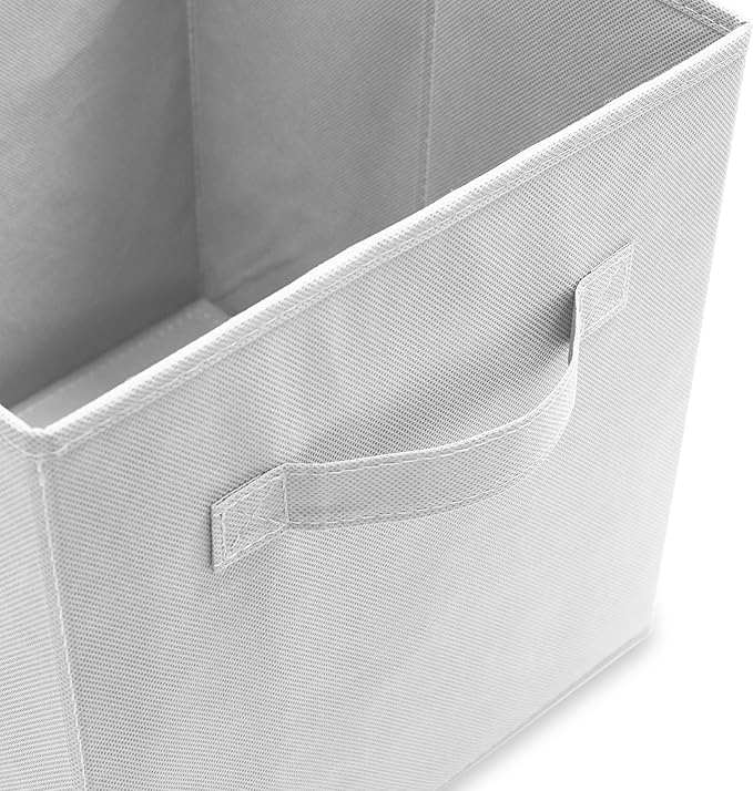 Casafield Set of 6 Collapsible Fabric Cube Storage Bins, White - 11" Foldable Cloth Baskets for Shelves, Cubby Organizers & More