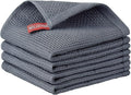 Nialnant 4 Pack Dish Cloths for Washing Dishes,Waffle Weave Dish Towels,Super Soft Absorbent Cleaning Rags for Washing Dishes-12x12 Inch,Dark Gray