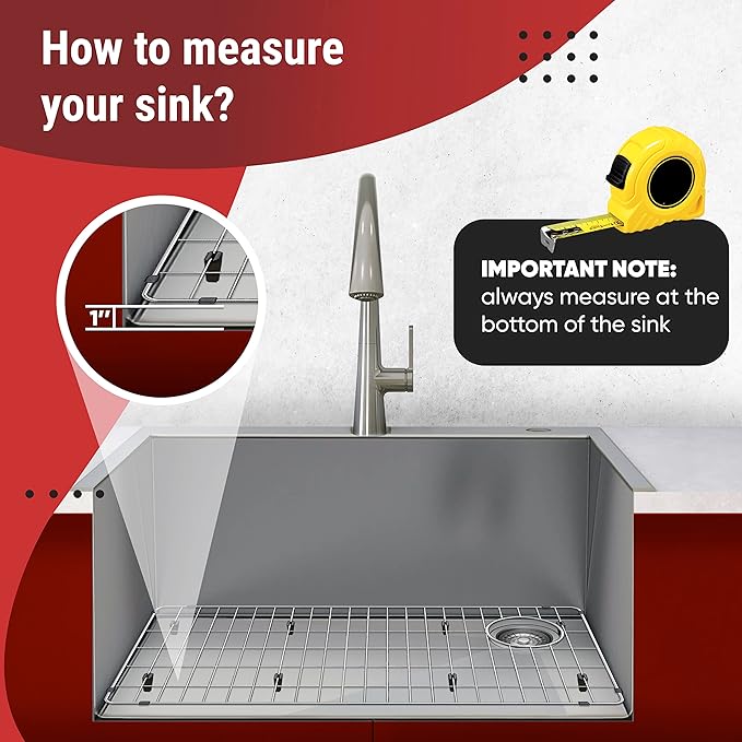 Sink Protectors for Kitchen Sink, Stainless Steel Protective Grid 28 1/4 x 14 1/4, Sink Rack for Bottom of Sink