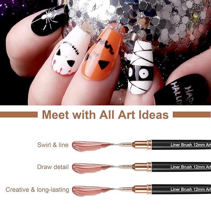 Artdone Nail Striping Tape Lines Kit With Nail Art Pens Dotting Tools And Liner Brushes For Gel Polish Small Detail Drawing Design Paint