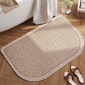 YDKGL Bathroom Rugs Mat 24x35, Non Slip Ultra Thin Bath Mat Quick Dry Absorbent Washable Half Round Bath Mats for Bathroom Floor Rubber Backed Fit Under Door, Brown
