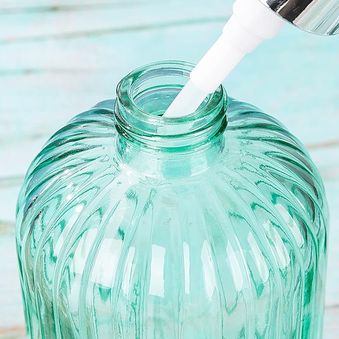 Cutiset Bathroom Accessories Set, 15oz Glass Soap Dispenser Bottle for Bath Decor, 3 Pack Set