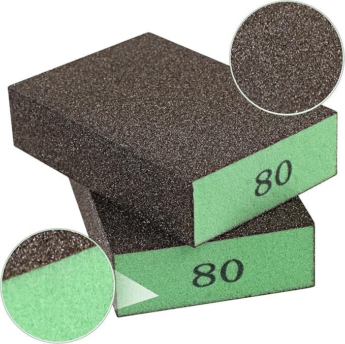 Romeda 8-Pack Sandpaper Block, 80 Grits Washable and Reusable Handmade Sanding Sponge, Drywall Sandpaper Blocks for Wooden Drywall Sheetrock and Metal Glazing