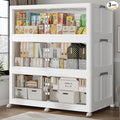 720QT Extra Large Stackable Storage Bins with Lid, 180Gal Plastic Closet Organizers and Storage Drawer, Collapsible Cabinet Box with Wheels Clear Doors for Home Kitchen Office, 3Pack White