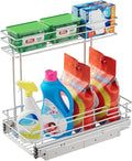 STORKING Under Sink Organizer 9" W X17 D, Pull Out Cabinet Organizer 2 Tier, Under Sink Slide Out Chrome Plated, Under Kitchen Bathroom Organizer, Pantry Cabinet Closet Organization Rack, 1 Pack