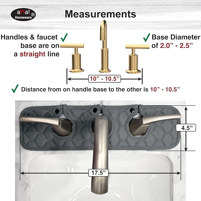Bathroom Sink Splash Guard 3-Round-Hole : AHA HOMEWARE, Faucet Mat for Bathroom Sink 3 Holes (Gray & Gray)