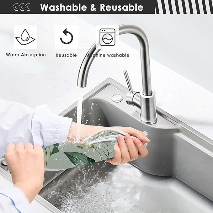 Sink Faucet Absorbing Mat Kitchen Sink Splash Guard Splash Faucet Drip Catcher for Bar RV Bathroom 2PCS 30x5.5in Sage Green Dandelion