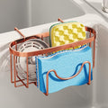 SWTYMIKI Sink Caddy - Movable Stainless Steel Hanging Organizer with M Shape Hook, Fits Double Sink, Rose Gold