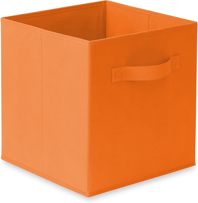 Casafield Set of 6 Collapsible Fabric Cube Storage Bins, Orange - 11" Foldable Cloth Baskets for Shelves, Cubby Organizers & More