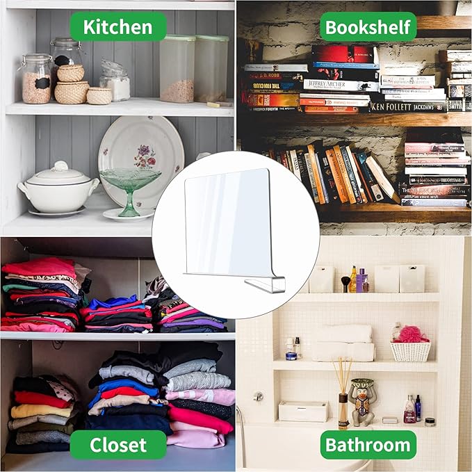 Acrylic Shelf Dividers, Clear Shelf Divider for Closet Organization, Closet Shelf Separators for Clothes/Purses, Wood Shelves Organizer in Bedroom, Kitchen, Office, Cabinets, Bathroom Storage (6PCS)