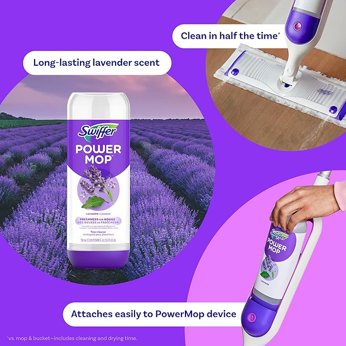Swiffer PowerMop Floor Cleaning Solution with Lavender Scent, 25.3 fl oz, 10 Pack