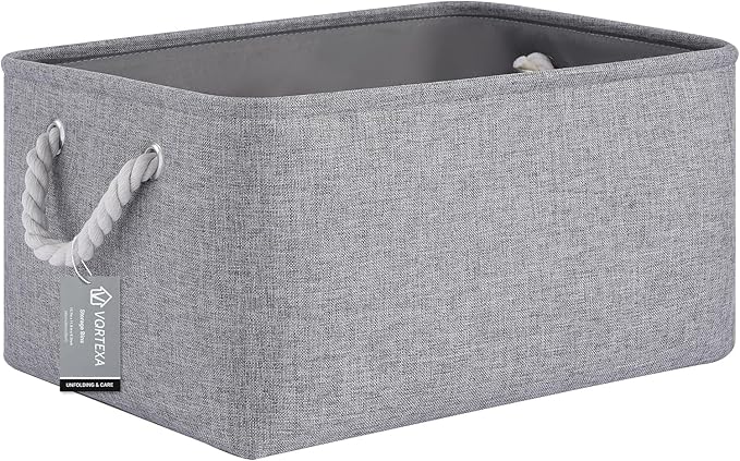 Large Storage Baskets- 15.7x11.8x8.26 inch Storage Bins for Shelves and Closet Organizing, Foldable Fabric Bin for Home Organization Clothes and Laundry (1-Pack, Gray)