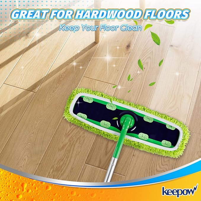 KEEPOW Reusable XL Wet Pads Refills for Swiffer XL Mop Sweeper, X-Large Dry-Sweeping / Wet-Mopping Microfiber Cloths for Surface/Hardwood Floor Cleaning, 2 Pack