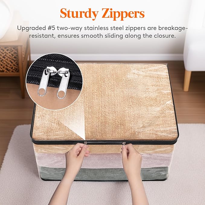 Lifewit 8 Pack Clear Clothes Storage Bags, 60L Plastic Blanket Vinyl Foldable Moving Bags with Zipper, Closet Organizers and Storage Containers for Bedding, Duvet, Pillow