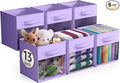 Sorbus 13 Inch Storage Bins with Clear Window - 6 Foldable Baskets for Organizing Clothes, Toys, Books - Sturdy Collapsible Fabric Storage Cubes with Handle - Storage Baskets for Shelves, Closets