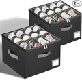 2 Pack Shoe Organizer for Closet, Large Shoe Box Storage Containers,Shoe Storage Box Fits 12-16 Pairs,Fabric Shoe Storage Bins with Clear Cover,Black