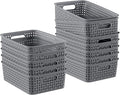 12 Pack Plastic Storage Baskets, Small Baskets for Organizing, Plastic Storage Bins Wicker Pantry Organizer Bins Household Toys for Laundry Room, Bedrooms, Kitchens, Cabinets, Countertops