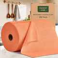 CHAUNCEY HOME Microfiber Cleaning Cloth Roll–100 Pack, Tear Away Microfiber Towels, Reusable, Washable, Scratch-Free, Kitchen Towels for Car, Home, Kitchen, Glass, Dishes(Honey Orange)