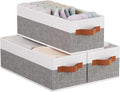 3 Pack Storage Bins, Foldable Baskets for Shelves Organizing, Fabric Storage Boxes with Handles, White and Gray, 15 x 6 x 5 Inch