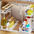Under Sink Organizer 2-Pack 2 Tier Pull out Cabinet Organizer Shelf Metal Undersink Rack for Kitchen Bathroom Pantry Cabinet Organization and Storage, White
