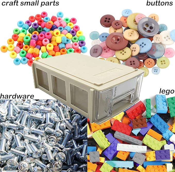 Stackable Storage Drawers Set of 20, Plastic Drawers Organizer for Small Parts Screw Craft Organizer, Mini Drawer Organizer with Dividers and Paper Labels(GREY)