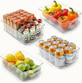 Zulay Kitchen 4 Pack Refrigerator Organizer Bins – Large Clear Fridge Storage Containers with Built-In Handles & Non-Slip Feet - Ideal Fridge Organizers, Kitchen Cabinets, Pantry Organization