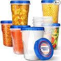 Stock Your Home 32oz Plastic Containers with Twist Top Lids (6 Pack), Quart Freezer Containers with Lids for Leftover Food, Airtight Reusable Soup Containers, Microwave and Dishwasher Safe