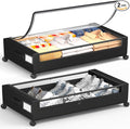 Under Bed Storage With Wheels, 2 Pack Square Containers, 60L Bins, Rolling Metal Drawer for Clothes, Blankets, Shoes
