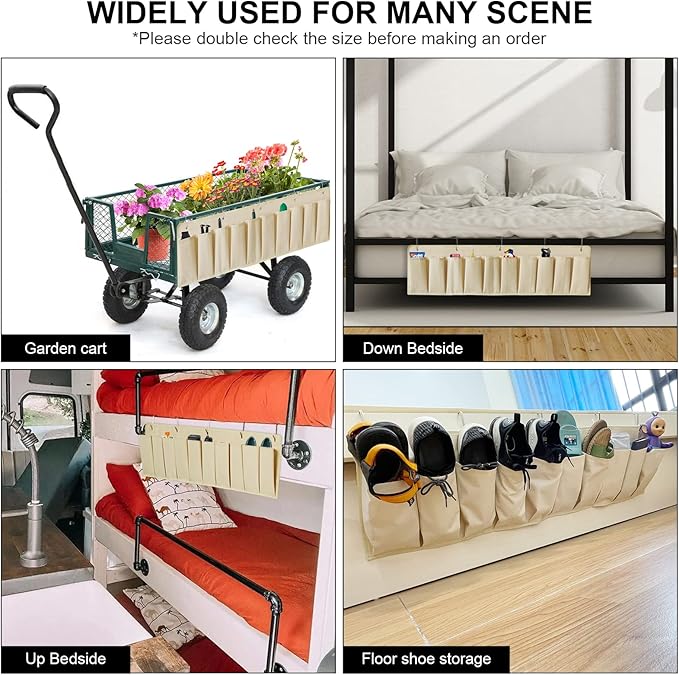 RV Shoe Pockets 10 Pockets Heavy Hanging Bedside Storage Organizer with Sturdy Hooks Storage Pockets Hangs on bed for Shoes Toys and Tool Accessories