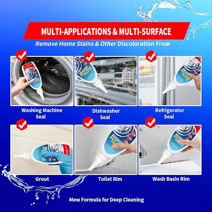 Home Stain Remover Gel – Stubborn Stain Cleaner No Harsh Scrubbing Required, Front Loader Washing Machine Seal Washing Machine Seals, Sinks & Tiles | No-Slip Formula | 8H Penetration | 16.0oz