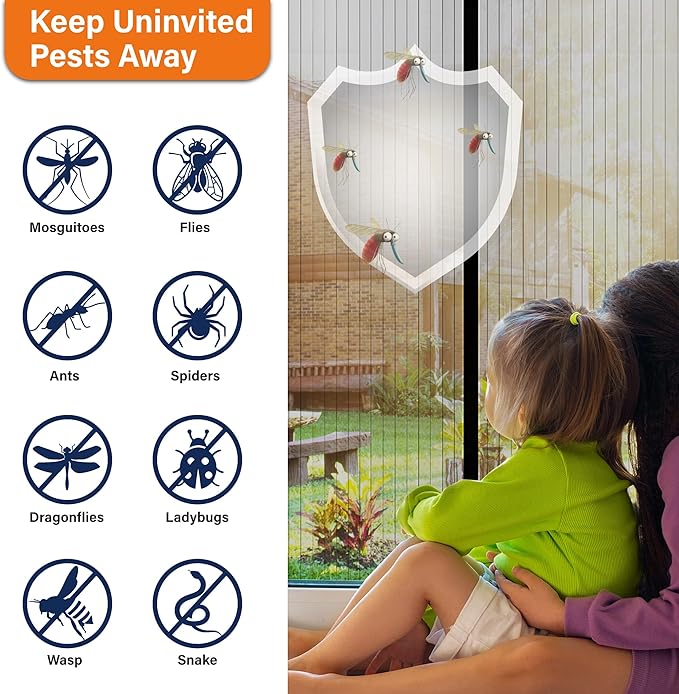 Magnetic Screen Door, Keep Bugs Out, Pet & Kid Friendly，Works with Front Doors, Sliding Doors,Fit Door Size 34 x 78 Inches ‎Black