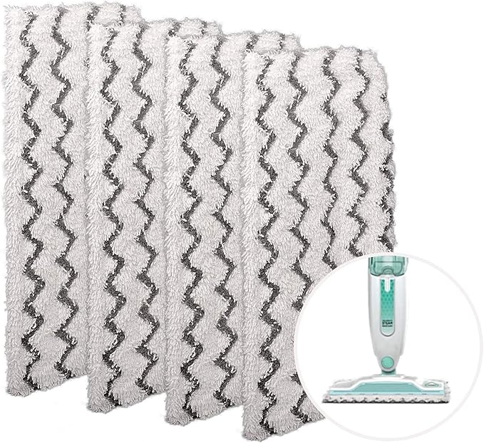 F Flammi 4-Pack Microfiber Mop Pads Refills Compatible with Shark Steam Mop S1000 S1000A S1001C S2001, Washable & Reusable Replacement Pads for Hardwood, Tile, and Stone Floors