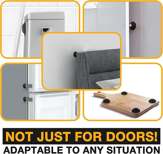 Ducki Wall Protectors - 4 Matte Black- Self Adhesive, Reusable Solution for Stopping Wall Damage & Noise from Doors, Refrigerator & More in Your Home & Office - Durable, Shock Absorbent, Discreet